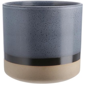 Übertopf   ¦ blau ¦ Steingut ¦ Maße (cm): H: 16  Ø: 17.7