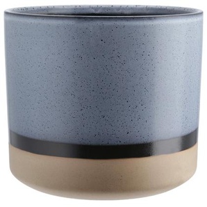 Übertopf   ¦ blau ¦ Steingut ¦ Maße (cm): H: 19,3  Ø: 22