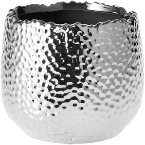 Übertopf, Silber, Keramik, 13x13 cm, Dekoration, Blumen & Zubehör, Übertöpfe