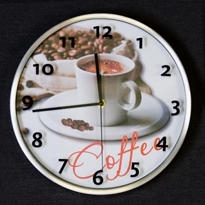 Uhr Coffee aus Aluminium / Glas rund Wanduhr