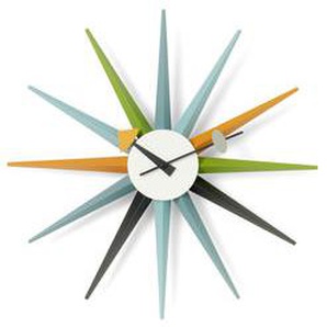 Uhr Sunburst Clock holz bunt / By George Nelson, 1948-1960 / Ø 47 cm - Vitra - Bunt