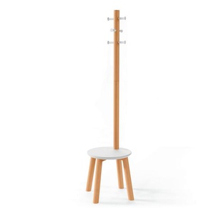 Umbra Kleiderständer Pillar, Natur, Weiß, Holz, 165 cm, integrierte Sitzfläche, Garderobe, Garderobenständer
