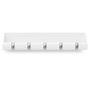 Umbra Wandgarderobe, Weiß, Nickel, Holz, Metall, Pappel, 43x8x7 cm, Garderobe, Garderobenleisten & Garderobenhaken