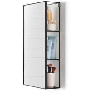 Umbra Wandspiegel Umbra , Schwarz , Metall, Glas , rechteckig , 30x62x13 cm , senkrecht montierbar , Badezimmer, Badezimmerspiegel, Badspiegel