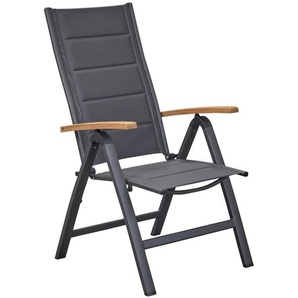 UNICAMO Klappstuhl, mit Teak Armlehnen, Sitz &amp; Rückenlehne Textil