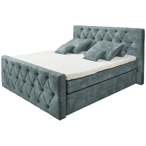 uno Boxspringbett mit Bettkasten Hadley ¦ blau ¦ Maße (cm): B: 200 H: 121