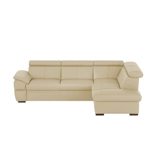 uno Ecksofa aus Echtleder Town ¦ beige ¦ Maße (cm): B: 264 H: 76 T: 210.0