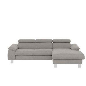 uno Ecksofa aus Velours Micky ¦ grau ¦ Maße (cm): B: 244 H: 72 T: 166.0
