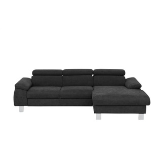 uno Ecksofa aus Velours Micky ¦ schwarz ¦ Maße (cm): B: 244 H: 72 T: 166.0