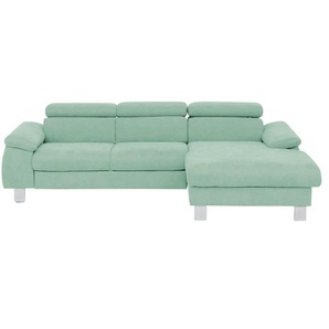 uno Ecksofa aus Velours Micky ¦ türkis/petrol ¦ Maße (cm): B: 244 H: 72 T: 166.0