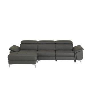 uno Leder-Ecksofa  Danae klein ¦ grau ¦ Maße (cm): B: 282 H: 78 T: 166.0