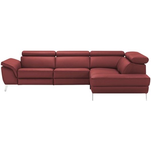 uno Ecksofa Leder  Dallas ¦ rot ¦ Maße (cm): B: 283 H: 74 T: 228.0