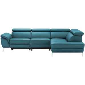 uno Ecksofa Leder  Dallas ¦ türkis/petrol ¦ Maße (cm): B: 283 H: 74 T: 228.0