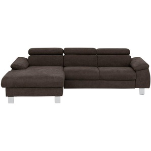 uno Ecksofa aus Velours Micky ¦ braun ¦ Maße (cm): B: 166 H: 72 T: 244.0