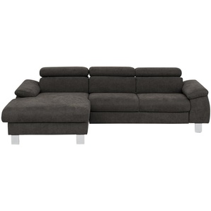 uno Ecksofa aus Velours Micky ¦ braun ¦ Maße (cm): B: 166 H: 72 T: 244.0