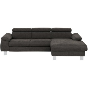 uno Ecksofa aus Velours Micky ¦ braun ¦ Maße (cm): B: 244 H: 72 T: 166.0