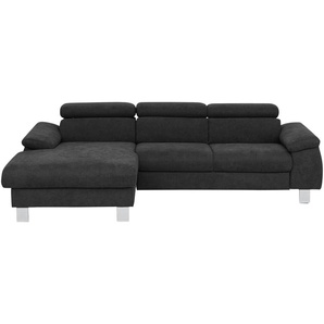 uno Ecksofa aus Velours Micky ¦ schwarz ¦ Maße (cm): B: 166 H: 72 T: 244