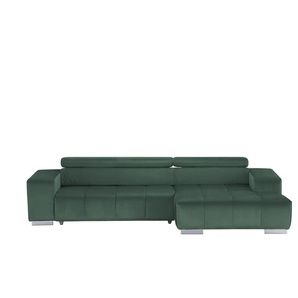 uno Ecksofa mit Kopfteilverstellung Origo ¦ grün ¦ Maße (cm): B: 307 H: 73 T: 186.0