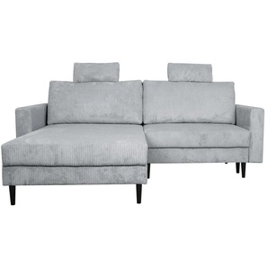 uno Ecksofa trendiger Cordstoff Livorno ¦ grau ¦ Maße (cm): B: 221 H: 105 T: 153.0