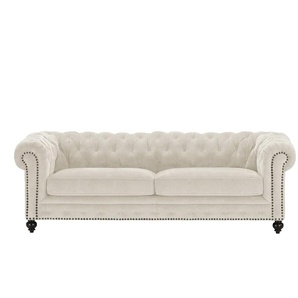 uno Einzelsofa  Chesterfield Stoff ¦ creme ¦ Maße (cm): B: 230 H: 80 T: 100.0