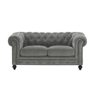 uno Einzelsofa  Chesterfield Stoff ¦ grau ¦ Maße (cm): B: 183 H: 80 T: 100.0