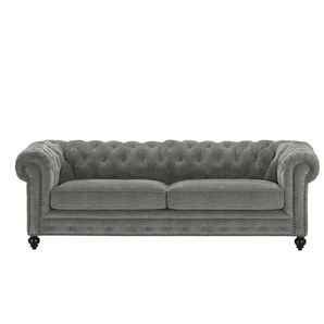 uno Einzelsofa  Chesterfield Stoff ¦ grau ¦ Maße (cm): B: 230 H: 80 T: 100.0