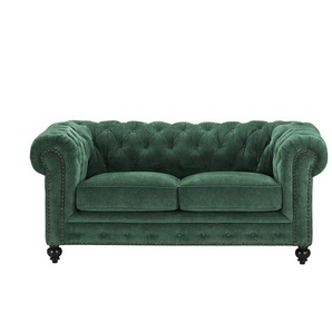 uno Einzelsofa  Chesterfield Stoff ¦ grün ¦ Maße (cm): B: 183 H: 80 T: 100.0