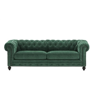 uno Einzelsofa  Chesterfield Stoff ¦ grün ¦ Maße (cm): B: 230 H: 80 T: 100.0