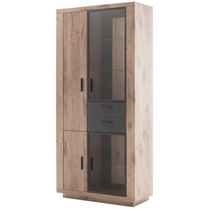 uno Kombi-Vitrine  Lunis ¦ holzfarben ¦ Maße (cm): B: 100 H: 208 T: 37