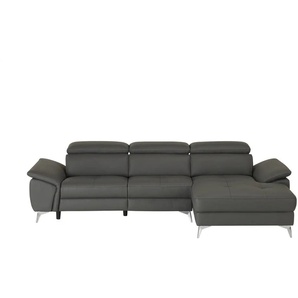 uno Leder-Ecksofa  Danae klein ¦ grau ¦ Maße (cm): B: 282 H: 78 T: 166.0