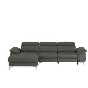 uno Leder-Ecksofa  Danae klein ¦ grau ¦ Maße (cm): B: 282 H: 78 T: 166.0