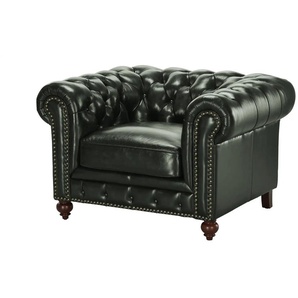 uno Ledersessel im Vintage-Look Chesterfield ¦ grün ¦ Maße (cm): B: 124 H: 80 T: 100.0