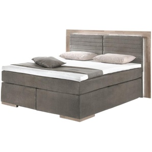 uno Massivholz-Boxspringbett mit LED-Beleuchtung Marlow 2 ¦ braun ¦ Maße (cm): B: 230 H: 130