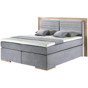 uno Massivholz-Boxspringbett mit LED-Beleuchtung Marlow ¦ grau ¦ Maße (cm): B: 210 H: 130