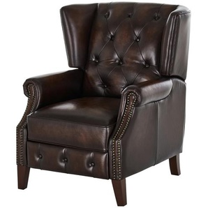 uno Relaxsessel aus Leder  Chesterfield ¦ braun ¦ Maße (cm): B: 82 H: 103 T: 95