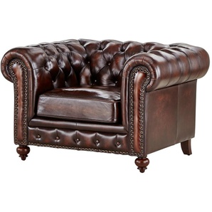 uno Sessel  Chesterfield ¦ braun ¦ Maße (cm): B: 124 H: 80 T: 100