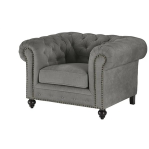 uno Sessel  Chesterfield Stoff ¦ grau ¦ Maße (cm): B: 124 H: 80 T: 100.0