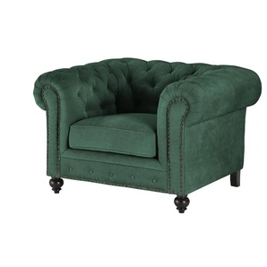uno Sessel  Chesterfield Stoff ¦ grün ¦ Maße (cm): B: 124 H: 80 T: 100.0