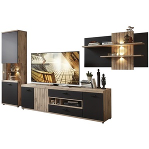 uno Wohnkombination  Lamella ¦ grau ¦ Maße (cm): B: 330 H: 205 T: 50.0