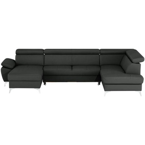 uno Wohnlandschaft mit verstellbarem Kopfteil Apollo ¦ schwarz ¦ Maße (cm): B: 338 H: 96 T: 210.0
