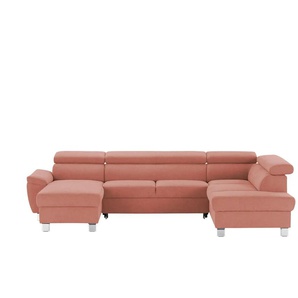 uno Wohnlandschaft aus Mikrofaser Avola ¦ rosa/pink ¦ Maße (cm): B: 318 H: 90 T: 208.0