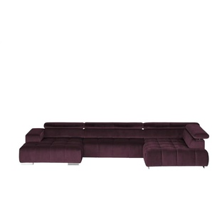 uno Wohnlandschaft aus Samt Origo ¦ lila/violett ¦ Maße (cm): B: 409 H: 70 T: 225.0