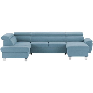 uno Wohnlandschaft aus Mikrofaser Avola ¦ blau ¦ Maße (cm): B: 318 H: 90 T: 208.0