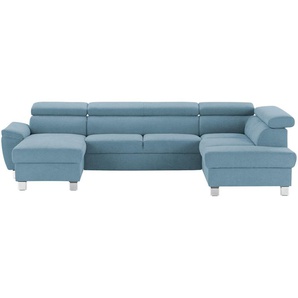 uno Wohnlandschaft aus Mikrofaser Avola ¦ blau ¦ Maße (cm): B: 318 H: 90 T: 208.0