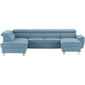 uno Wohnlandschaft aus Mikrofaser Avola ¦ blau ¦ Maße (cm): B: 318 H: 90 T: 208.0