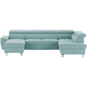 uno Wohnlandschaft aus Mikrofaser Avola ¦ blau ¦ Maße (cm): B: 318 H: 90 T: 208.0