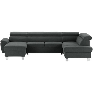 uno Wohnlandschaft aus Mikrofaser Avola ¦ grau ¦ Maße (cm): B: 318 H: 90 T: 208.0