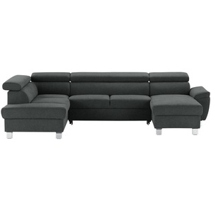 uno Wohnlandschaft aus Mikrofaser Avola ¦ grau ¦ Maße (cm): B: 318 H: 90 T: 208.0