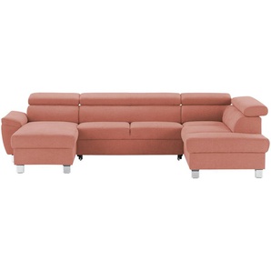 uno Wohnlandschaft aus Mikrofaser Avola ¦ rosa/pink ¦ Maße (cm): B: 318 H: 90 T: 208.0