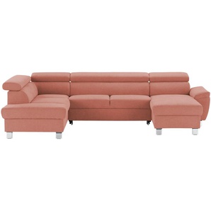 uno Wohnlandschaft aus Mikrofaser Avola ¦ rosa/pink ¦ Maße (cm): B: 318 H: 90 T: 208.0